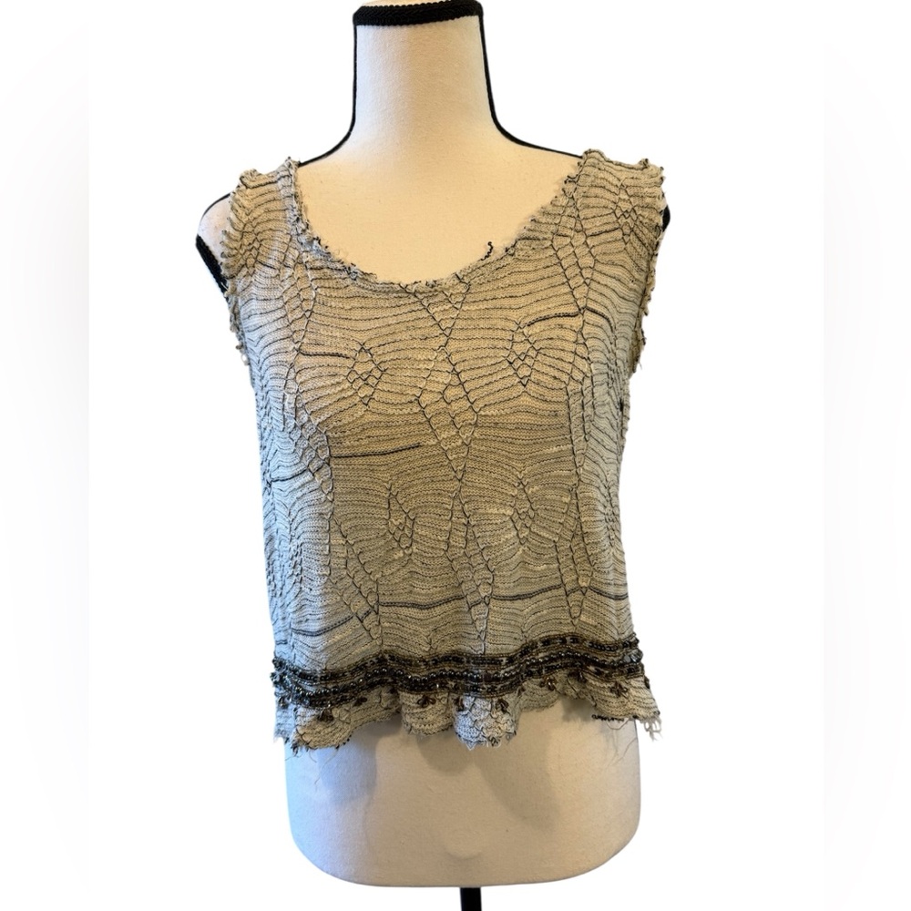 Ecote | Beige beaded boho Crop Top Size medium